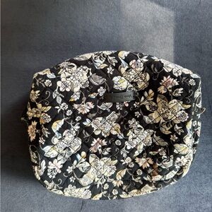 Vera Bradley Black Beige White Floral Cosmetic Bag